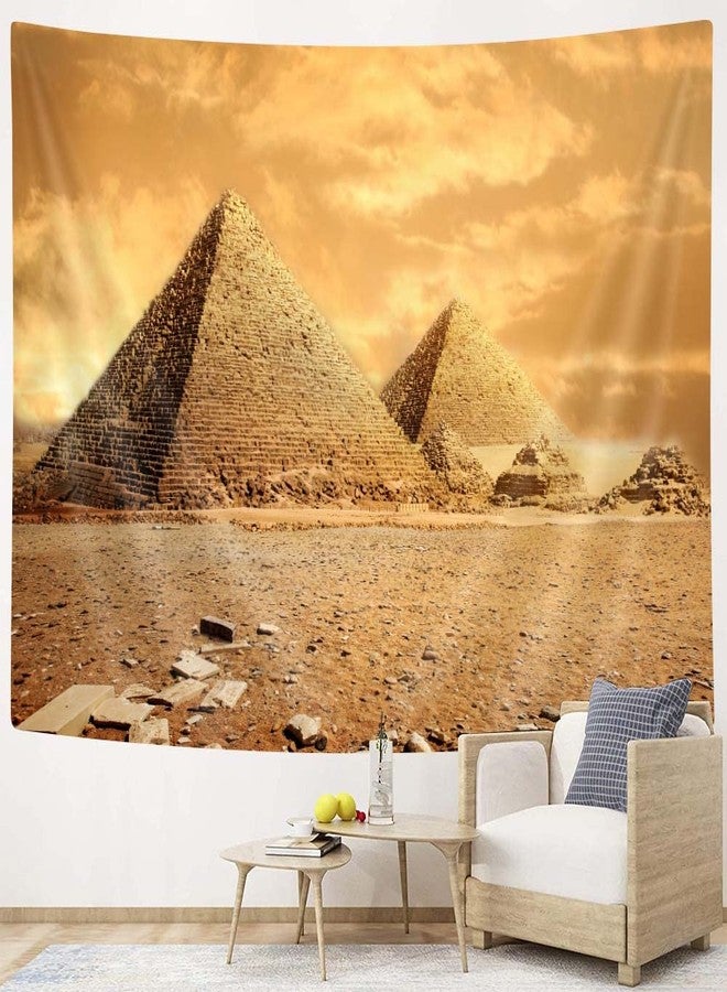 Hajmsug Ancient Egypt Pyramid Tapestry Wall Hanging, Ancient Civilization Places of Interest Egyptian Landscape Wall Art Tapestries for Party Collage Dorm Bedroom Living Room Home Decoration,60x40 - Image 2